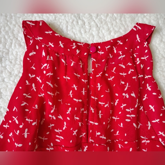 *Like New* Monteau Women's Medium Red Ruffle Tiered Sleeveless Halter Midi Dress - Picture 12 of 16